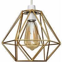 Metal Basket Cage Ceiling Pendant Light Shade - Gold - Including LED Bulb