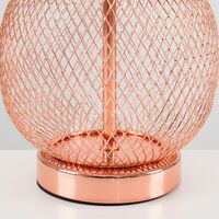 Copper Mesh Ball Touch Dimmer Table Lamp With Small Drum Light Shade & 5W Candle LED Bulb - Black