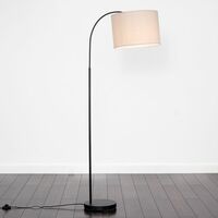 Black Curved Stem Floor Lamp - Beige - Including LED Bulb
