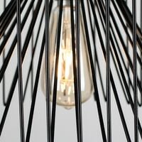 Black Non Electric Metal Wire Light Pendant Shade 4W LED Filament Bulb - Warm White