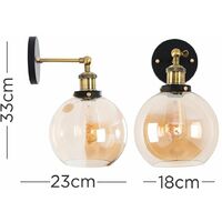 2200K Warm White Complete with a 4w LED Helix Filament Bulb MiniSun Industrial Antique Brass & Black Metal Adjustable Knuckle Joint Wall Light Fitting with Amber Tinted Shade