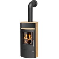 ORANIER Kaminofen Pori Aqua 10KW mit Wasser-Wärmetauscher, Sandstein, Korpus Stahl Schwarz