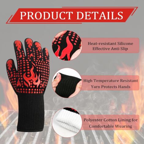 Gants de Barbecue, Gants Four Anti Chaleur Jusqu'à 800°C, Gant Barbecue
