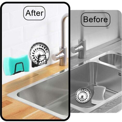 Porte-éponge Pour évier De Cuisine - Support Suspendu En Acier Inoxydable - Design Double Pour Petits Espaces - Pour éponges, Brosses, Savons - 6