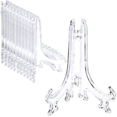 QWORK Lot De 24 Présentoirs Plastique Transparent – Supports Multifonctions Pour Assiettes, Photos, Livres, Tableaux Et Téléphones