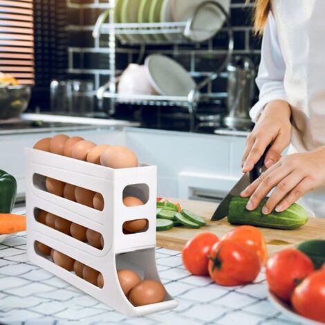 Distributeur D'Oeufs Automatique Baketron - Rangement Réfrigérateur 4 Niveaux - Capacité 30 Oeufs Accessoire Cuisine Pratique Bac œufs