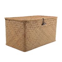 Panier De Rangement Tissé Jonc De Mer Naturel DAYOLY - Taille M Carré - Idéal Vêtements Et Jouets