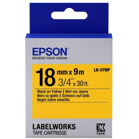 Epson Nastro fondo Pastello Giallo per testo Nero 18/9 LK-5YBP (1/3)
