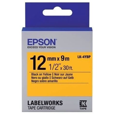 Epson Nastro fondo Pastello Giallo per testo Nero 12/9 LK-4YBP (1/5)