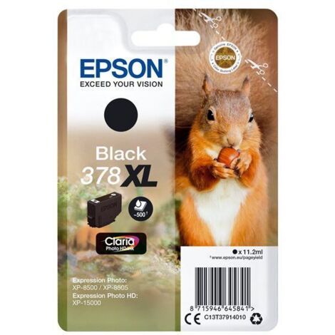 Epson Squirrel Singlepack Black 378XL Claria Photo HD Ink C13T37914010