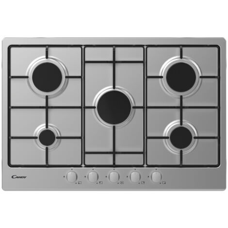 Candy Timeless CHW7X Piano Cottura Gas 5 Fornelli da Incasso Acciaio Inox 75cm