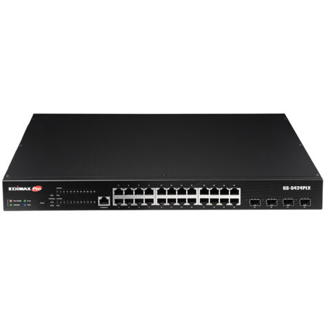 Switch di Rete Gigabit PoE+ Edimax a 24 Porte con 4 Porte 10GbE SFP+ - Switch Gestito Web Smart con Velocit� di 1 Gbps (GS-5424PLX) (1/3)