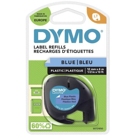 Dymo LetraTag Nastro per etichette nero su blu 12 mm 4 m