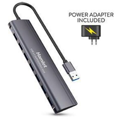 Hamlet XHUB-07A3P hub di interfaccia USB 3.2 Gen 1 (3.1 Gen 1) Type-A 5000 Mbit/s Nero (1/3)