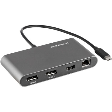 StarTech.com Mini Dock Thunderbolt a Doppio Monitor, DisplayPort 4K 60Hz, Hub senza driver per Windows e Mac, Ethernet Gb, 1x (1/5)