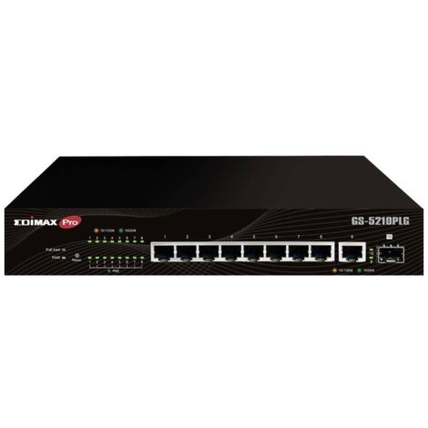 Switch Gestito Web Smart Edimax GS-5210PLG con 10 Porte Gigabit PoE+ e 100 Watt