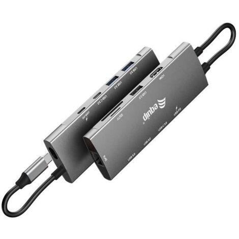 Equip Adattatore multifunzione USB-C 9 in 1, HDMI 4K/60Hz, LAN Gigabit, USB 3.2 GEN1, SD/TF, USB PD 100W (1/4)