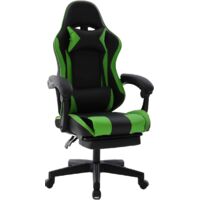 Chaise gaming ergonomique en similicuir avec repose-pieds – Vert