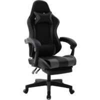 Chaise gaming ergonomique en similicuir avec repose-pieds – Gris