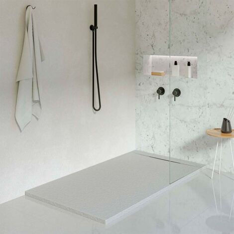 KOES - Plato de Ducha de Resina Modelo LIENA – 90x110 – Azul bruma RAL 7035