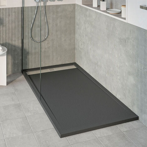 KOES - Plato de Ducha de Resina Modelo VOIGA – 90x200 – Negro RAL 9005