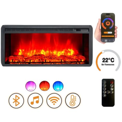 Elektrokamin DLC Home EF2 1800 W Bluetooth-Lautsprecher Flammeneffekt WLAN Fernbedienung Heizung 17 27 C