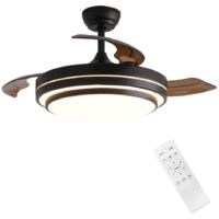 Deckenventilator in Mattschwarz mit Beleuchtung Leise 45 dB 6 Geschwindigkeitsstufen 3-farbige LED-Beleuchtung Durchmesser 107 cm MDF-Flügel