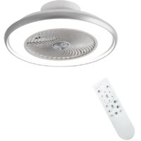Mattweißer Deckenventilator mit Beleuchtung Leise (45 dB) 6 Geschwindigkeitsstufen Durchmesser 59 cm Flügel aus MDF