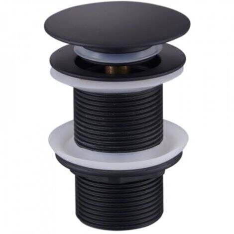Bonde de Lavabo Noir Sans Trop Plein, Bonde de Lavabo Pop Up Noir Universelle, Bonde de Vidage Sans Trop Plein, Bonde de Vidange Sans Trop Plein, Bonde Pop Up Automatique pour Vasque a Poser (1/5)