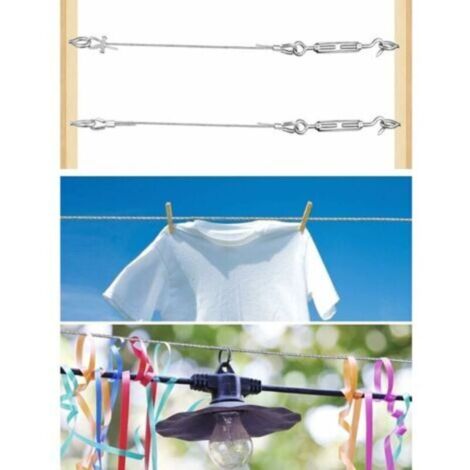 Corde Guirlande Lumineuse Kit Câble Acier Inoxydable LYCXAMES - 20m/3mm, Tendeurs M5, Suspendre Guirlandes, Plantes Tendeur Fil A Linge