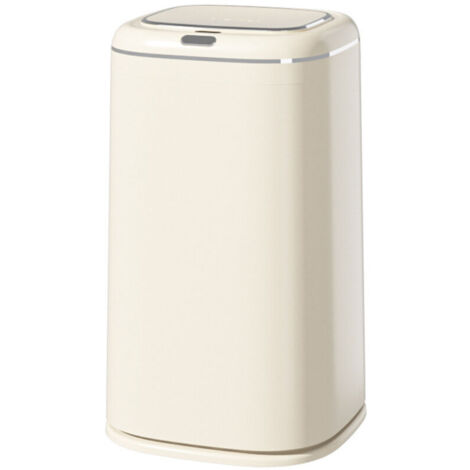 Poubelle automatique de cuisine avec couvercle, capteur de mouvement sans contact, ultra-mince, étanche, intelligente, électrique, convient pour cuisine, chambre, bureau, salle de bain (couleur : beig (1/4)