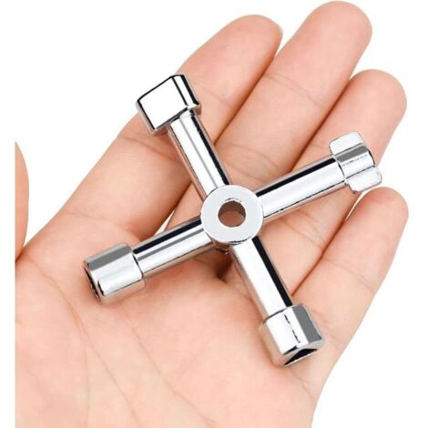 8 Pièces Clé Utilitaire Multifonction, Clé en Croix Universelle Clé Triangle, Clés Cruciformes 4 Voies, Clés Triangulaires, Clés à Ardillon et Carrées, pour Compteurs Électriques, Compteurs d'Eau