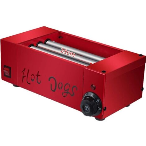 Grill à hot-dogs, grill à saucisses, température réglable, avec tambour en acier inoxydable et bac d'égouttage