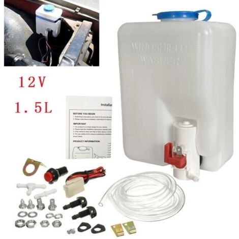 Kit lave-glace universel, bouteille de 1,5 L, pompe de lave-glace 12 V, kit d'essuie-glace (1/4)