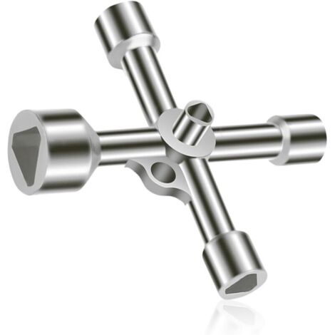 Clé triangulaire 4 voies 5 tailles diamètre intérieur 7 mm/10 mm/12 mm/13 mm/18 mm Clé utilitaires pour boîte électrique, gaz, eau, compteur électrique, boîte d'armoire (1/4)