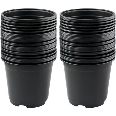 Lot de 50 Pots de Fleurs en Plastique Noir de 15 cm pour Plantes succulentes, légumes et boutures (1/4)