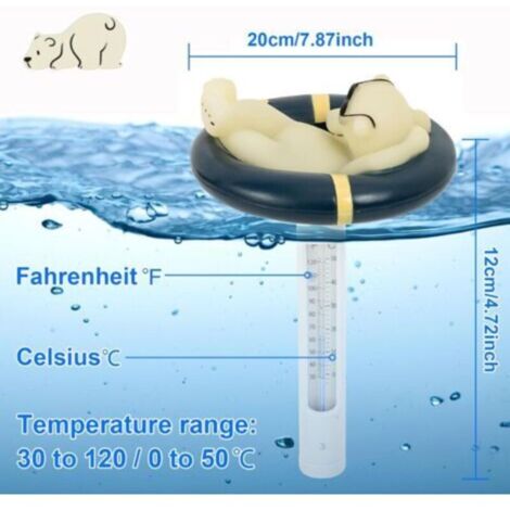 Thermomètre Flottant Piscine 0-50°C Avec Corde | Facile à Lire - Pour Spa, Aquarium, Étang