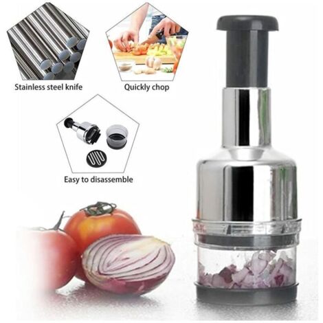Hachoir Manuel à Cordon - Pour Oignons, Ail, Légumes, Noix - 300 Ml, Sans BPA, Facile à Nettoyer (Rouge)