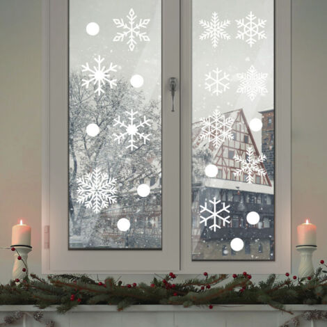 1 feuille d'autocollant de fenêtre de Noël, autocollant de fenêtre de décoration de Noël flocon de neige bricolage autocollant de fenêtre réutilisable en PVC amovible, adapté à la décoration de (1/4)