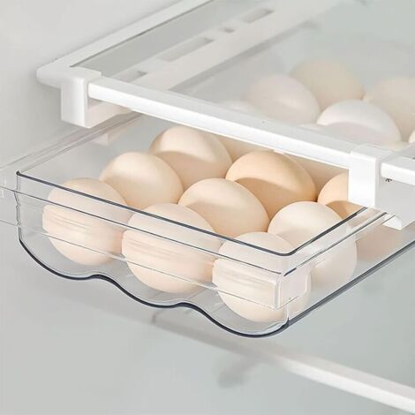 Boîte de Rangement D'œufs à Tiroir - Transparence Tiroir Boite Oeufs Egg Storage Box - avec Glissières et Poignées Réfrigérateur Boîte à Tiroirs Plastique - pour Restaurant Cuisine Oeufs Légumes (1/4)