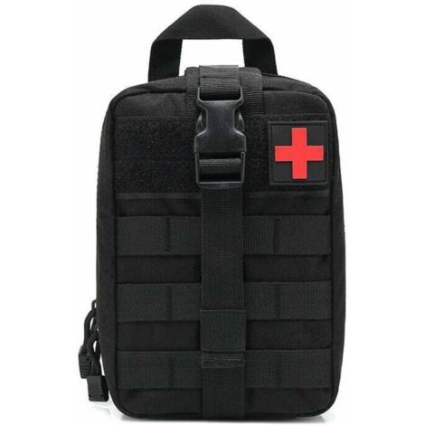 Trousse de premiers secours, trousse de survie, trousse de premiers secours, trousse médicale d'urgence de camping en milieu de travail noire (vide), (1/4)