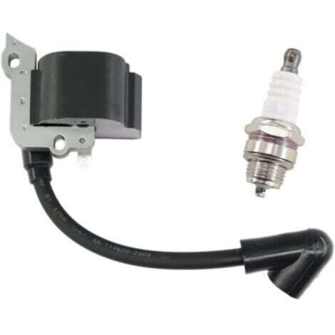 Bobine d'allumage avec bougie d'allumage pour Stihl FS38 FS46 FS45 FS55 FC55 FC55Z FC55-DZ HL45 HL45Z HL45-DZ HS45 HS45Z KM55 KM55RZ KM55C KM55R Tronçonneuse de rechange 4140 400 1308 (1/4)