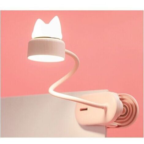 LAMPE A PINCE flexible avec Veilleuse Original/Avec batterie rechargeable par USB/Liseuse LED & Lampe de lecture pour bureau, lit, chevet - Légère, pratique - Parfait pour enfant -rose