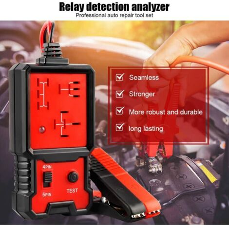 Testeur De Relais Automobile - Outil Diagnostic 12V Avec Pinces Crocodiles - Indicateur LED Vert/rouge - Pour Dépannage Circuit - 4