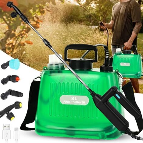 Pulvérisateur à batterie de 2 gallons, puissant pulvérisateur de jardin électrique avec 4 buses de brumisation, bandoulière réglable, poignée rechargeable et lance télescopique de 32 pouces pour pelou (1/4)