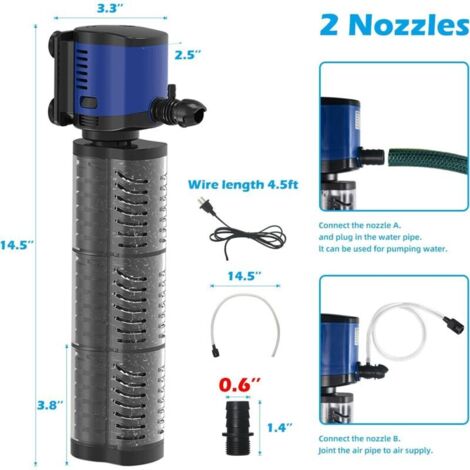 Filtre De Bassin Avec Pompe 60W Et Kit Fontaine - Pompe Immergée 3100 L/H Pour Étang Extérieur