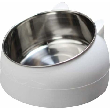 Gamelle en acier inoxydable pour chat - Gamelle à eau pour chat - Multifonction - Pour nourriture et eau - Blanc, 200ML (1/5)