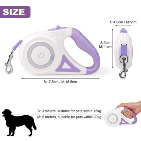 Laisse De Course Pour Chien - Élastique - Corde De Traction Courte Réfléchissante - Pour Chiens De Petite, Moyenne Et Grande Taille - Gris_M