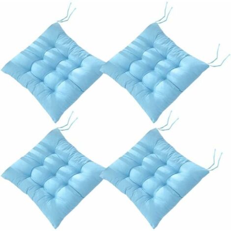 Lot 4 Coussins De Chaise 40x40 Cm – Matelassés Intérieur/Extérieur, Velcro Fixation, Coton Lin & Polyester Doux