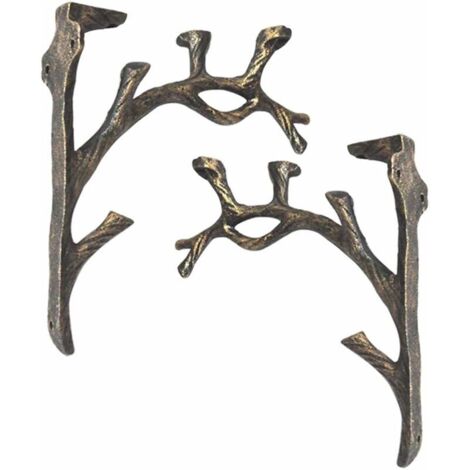 Supports d'étagère Vintage (2 pièces), Fonte, Forme de Branche Équerre Étagère, Faire l'ancien Artisanat, Support de Triangle décoratif créatif, Étagère à Livres Murale, Support de Fleurs (1/5)